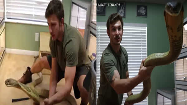 Viral: వామ్మో! ఏం ధైర్యం సామీ.. 10 అడుగుల పొడవున్న కింగ్ కోబ్రాకు ఇట్టే స్నానం చేయించేశాడుగా!