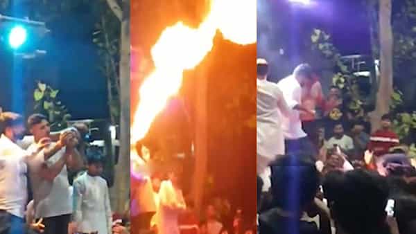 Viral Video: గణేష్ ఉత్సవాల్లో మితిమీరిన అతి.. నిప్పుతో చెలగాటం.. చివరకు..