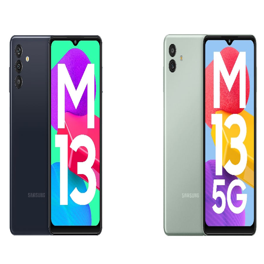  Samsung galaxy m13: ఈ స్మార్ట్‌ ఫోన్‌ బేసిక్‌ వెర్షన్‌ 4 జీబీ ర్యామ్‌ + 64 జీబీ స్టోరేజ్‌ ధర రూ. 11,999, 6 జీబీ ర్యామ్‌ + 128 జీబీ స్టోరేజ్‌ ధర రూ. 13,999గా ఉంది. ఇందులో 5000 ఎంఏహెచ్‌ బ్యాటరీని ఇచ్చారు. 50 మెగాపిక్సెల్‌ రెయిర్‌ కెమరా, 5 మెగా పిక్సెల్‌ ఫ్రంట్‌ కెమెరాను అందించారు. 700 అక్టాకోర్‌ ప్రాసెసర్‌తో పనిచేస్తుంది. 