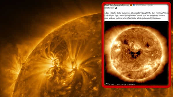 NASA : నవ్వుతున్న సూర్యుడు..! ఫోటో షేర్ చేసిన నాసా.. ప్రమాదం పొంచి ఉందంటున్న శాస్త్రవేత్తలు..!!