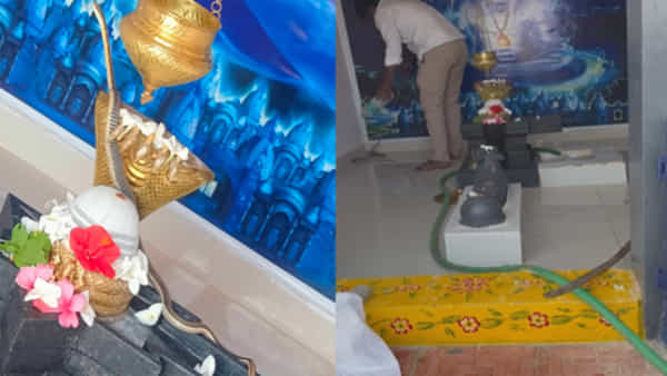 Telangana: శివలింగంపై నాగుపాము ప్రత్యక్షం.. లింగం చుట్టూ పాము ప్రదక్షిణలు.. శివనామ స్మరణతో మార్మోగిన ఆలయం.