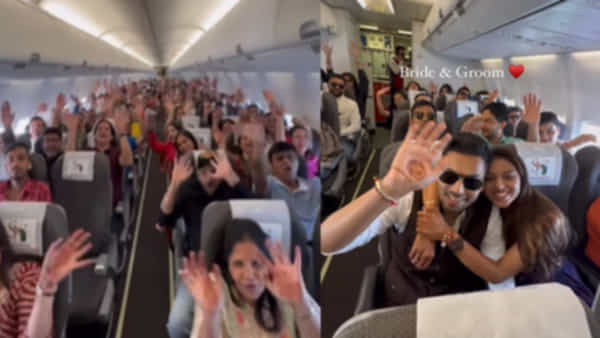 Viral Video: పెళ్లి కోసం విమానాన్నే బుక్ చేసుకున్న జంట.. ఫ్లైట్లో నవ దంపతులతో బంధువర్గం సందడి..