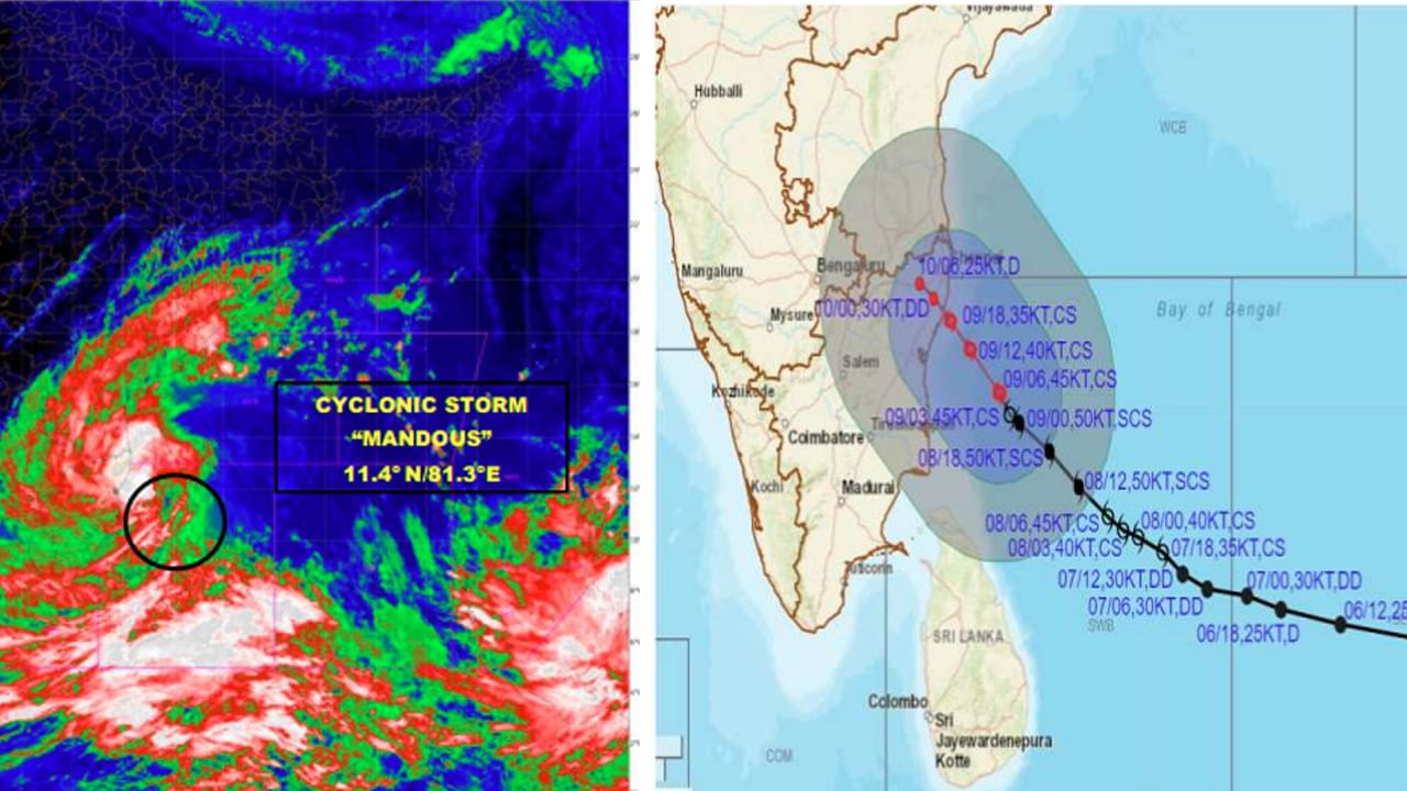 Cyclone Mandous: తీవ్ర తుపాన్ నుంచి తుపానుగా బలహీనపడిన మాండూస్.. మరికొద్ది గంటల్లో తీరం దాటే అవకాశం..