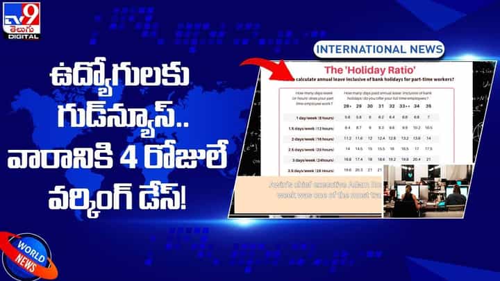 ఉద్యోగులకు గుడ్న్యూస్.. వారానికి 4 రోజులే వర్కింగ్ డేస్.. ఉద్యోగులకు గుడ్న్యూస్.. వారానికి 4 రోజులే వర్కింగ్ డేస్..