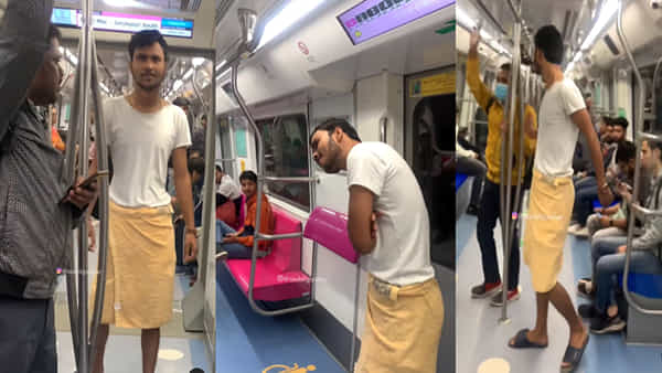Funny Video: ఎవరేమి అనుకుంటే నాకేంటి.. నేను ఇంతే అన్నట్లు మెట్రోల్ టవల్, షర్ట్ తో ప్రయాణిస్తున్న యువకుడు.. నీ కాన్ఫిడెంట్ వేరే లెవల్ బ్రదర్..