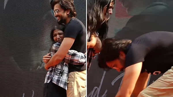 స్టేజ్ పైనే అభిమాని కాళ్లు పట్టుకున్న స్టార్ హీరో.. వైరల్ అవుతోన్న ఫొటోస్