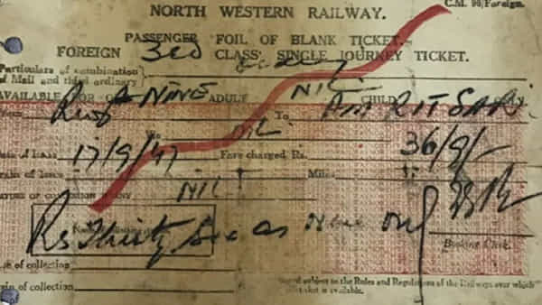 Train Ticket: పాక్ నుంచి భారత్కు వచ్చిన 1947 నాటి రైల్వే టికెట్.. అరుదైన ఫోటోను మ్యూజియంలో పెట్టాలని డిమాండ్..