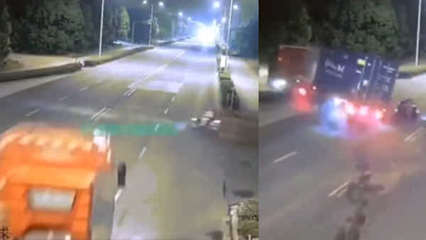 Viral Video: ఒకడు మనోడికి ఎదురైనా వాడికే రిస్క్, ఒకడికి మనోడు ఎదురెళ్లినా వాడికే రిస్క్.. బైకర్ దెబ్బకు లారీ ఫసక్..