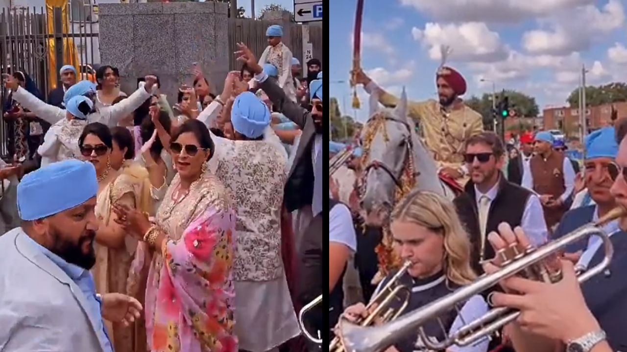 Viral Video: లండన్లో ఇండియన్ బారాత్.. పంజాబీ పెళ్లిలో బ్యాండ్ ప్లే చేసిన బ్రిటిషర్లు..