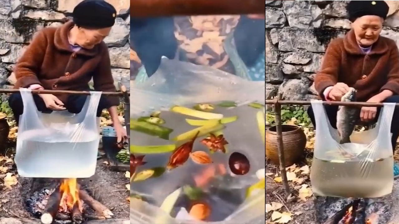 Viral Video: కట్టెల పొయ్యమీద ప్లాస్టిక్‌ కవర్లో చేపల పులుసు వండి బామ్మ.. వీడియో చూసి షాక్ తింటున్న నెటిజన్లు