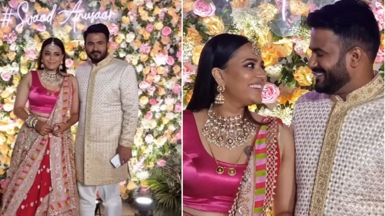 సెప్షన్ పార్టీలో స్వర- ఫహద్ ఇద్దరూ ఒకరికొకరు హత్తుకుని రొమాంటిక్ పోజులిచ్చారు లవ్లీ కపుల్. అతిథుల ముందే స్వర భాస్కర్ను ముద్దాడి తన ప్రేమను చాటుకున్నాడు ఫహద్.