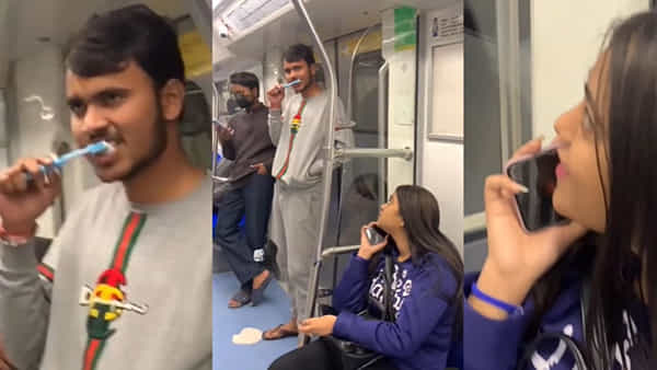 Watch: వార్నీ.. మీరేక్కడ దొరికార్రా బాబు.. మెట్రోలో బ్రష్ చేస్తున్న ఘనుడు.. ఆఫీస్కు లేటైతే ఇలా చేస్తారా ?...