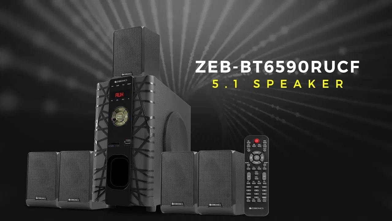 ZEBronics ZEB-BT6590RUCF (Price- Rs. 3,699): This ZEBRONICS ZEB-BT6590RUCF home theater has an LED display that shows all connection modes.  You also get a remote control with it.  ZEB-BT6590RUCF has 5.1 5.1 speaker input.  It also gets a sound output of 65 watts.