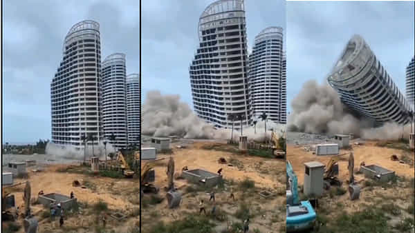 Viral Video: భవనం కూల్చివేతలో అపశృతి.. హఠాత్తుగా పక్కకు విరిగి పడిపోయిన వైనం