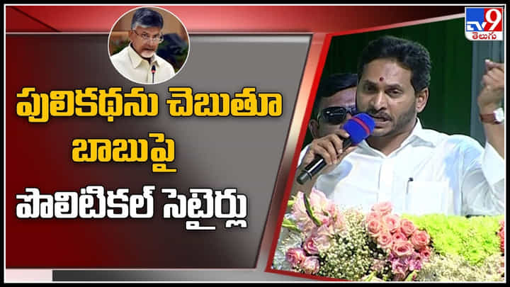 CM Jagan: పులికథను చెబుతూ బాబుపై పొలిటికల్ సెటైర్లు వేసిన సీఎం జగన్.. వీడియో. CM Jagan: పులికథను చెబుతూ బాబుపై పొలిటికల్ సెటైర్లు వేసిన సీఎం జగన్.. వీడియో.