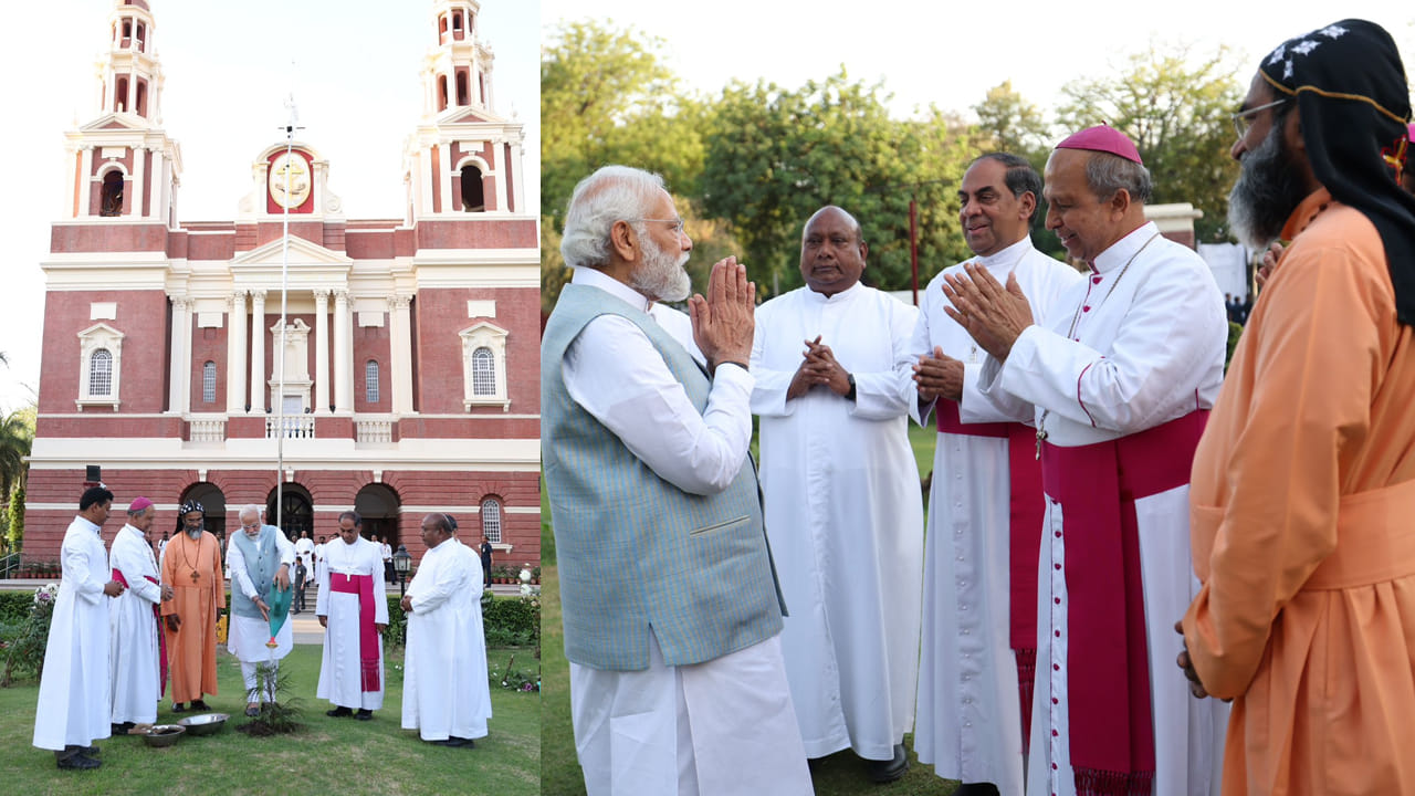 క్రైస్తవుల పండుగ ఈస్టర్ సందర్భంగా ఆదివారం (ఏప్రిల్ 9) ఢిల్లీలోని పెద్ద చర్చిని ప్రధాని నరేంద్ర మోదీ సందర్శించారు. సేక్రేడ్ హార్ట్ కేథడ్రల్ క్యాథలిక్ చర్చికి చేరుకున్న ప్రధాని మోదీ అక్కడ ఆయనకు స్వాగతం లభించింది.