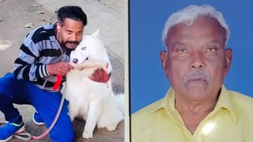 Pet Dog: His pet dog defecated in front of his house.
