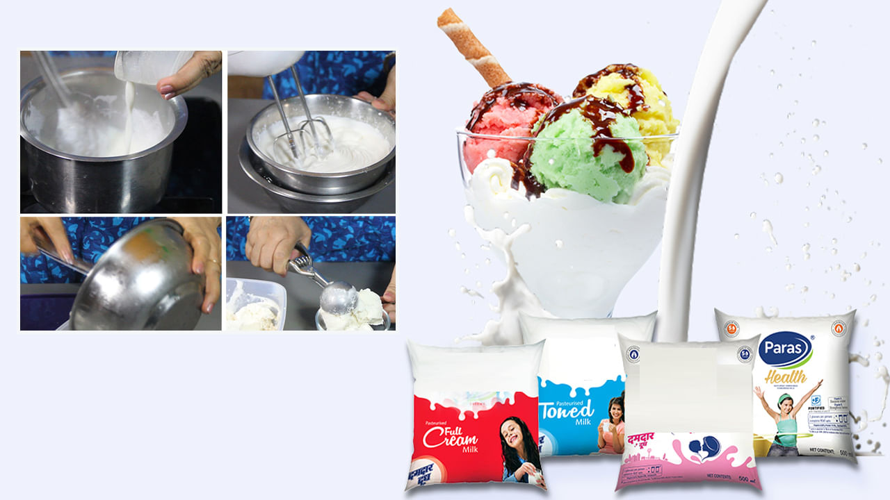 పాలను సగానికి మరిగిన తర్వాత అది మీ ఐస్ క్రీంకు క్రీమీగా మారుతుందని నిర్ధారిస్తుంది. ఇప్పుడు కార్న్ఫ్లోర్, మిల్క్ మిశ్రమంలో వేయండి. అప్పుడప్పుడు కలుపుతూ ఉండండి. ఇప్పుడు, చక్కెర వేసి.. పాలు చిక్కగా మారిన తర్వాత మంటను సిమ్లో పెట్టండి.