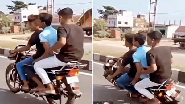 ఓరి నీ వేషాలో.. హీరోలా ఫీలై ఇద్దరబ్బాయిలతో బైక్ స్టంట్.. తర్వాత ఏమైందంటే..