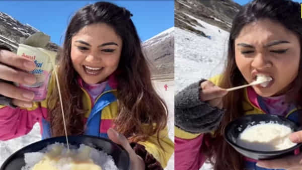 హిమాలయ మంచును ఐస్ క్రీంలా తింటున్న మహిళ.. వీడియో చూసి మీ అభిప్రాయం చెప్పండి..