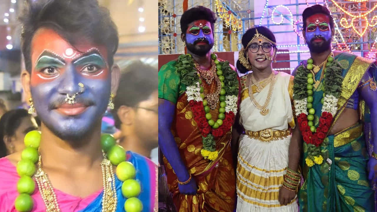పుష్ప అవతారంలో కనిపిస్తున్న తిరుపతి యువకులు