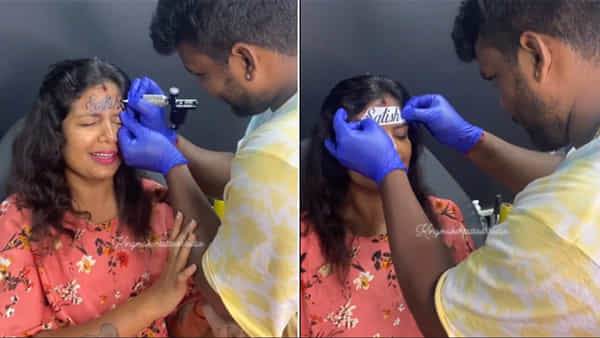 Viral Video: పాప మహా సాద్వి..! భర్త పేరును ఏకంగా నుదిటిపై పచ్చబొట్టు వేయించుకుంది.. మేము అస్సలు నమ్మం అంటున్న నెటిజన్లు