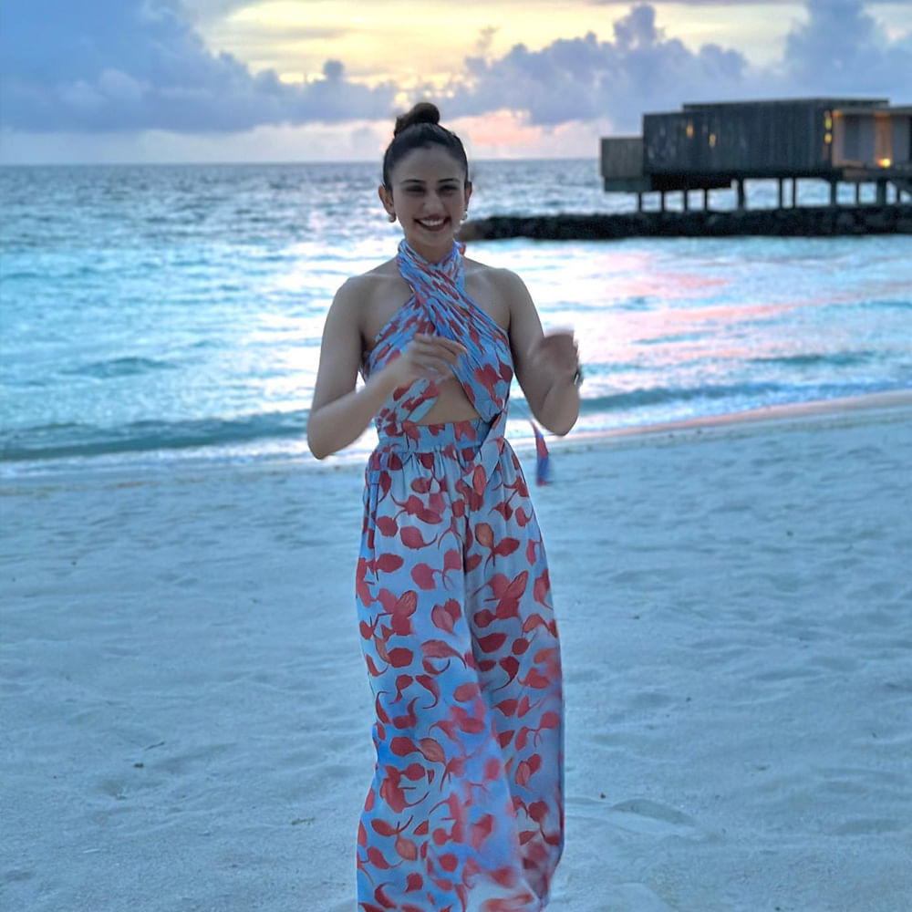 అనతి కాలంలోనే టాప్‌ హీరోయిన్ల జాబితాలో చేరింది అందాల తార రకుల్‌ ప్రీత్‌ సింగ్‌. వరుస సినిమాలు అవకాశాలు దక్కించుకున్న ఈ బ్యూటీ.. టాలీవుడ్‌లో దాదాపు అందరు అగ్రహీరోల సరసన ఆడిపాడింది.. తాజాగా ఈ సుందరి షేర్ చేసిన ఫోటోస్ చూస్తే ఎవరైనా పడిపోవాల్సిందే.