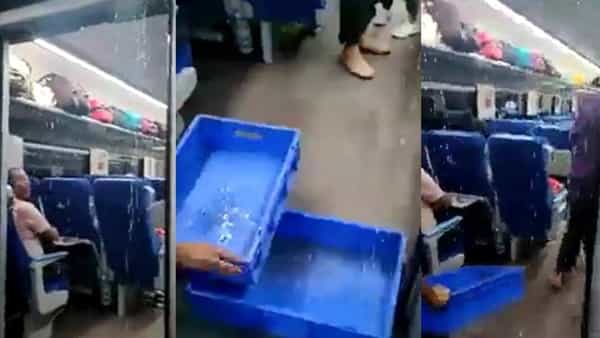 Viral Video: వందే భారత్ ట్రైన్ వర్షానికి తట్టుకోలేదా? సీలింగ్ నుంచి వర్షం నీరు.. వీడియో వైరల్