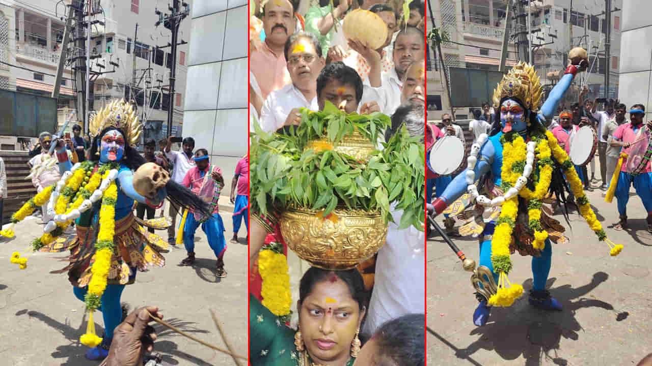 Bangaru Bonam: శాకాంబరీగా బెజవాడ దుర్గమ్మ దర్శనం.. బంగారు బోనాన్ని సమర్పించిన భాగ్యనగర వాసులు