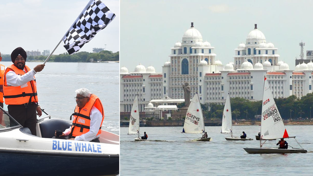 Hyderabad sailing week: హుస్సెన్ సాగర్‌లో హైదరాబాద్ సెయిలింగ్ వీక్ సందడి నెలకొంది. నీటి అలలపై గాలి పయనం వైపు పడవలు తెరచాపలతో  సాగుతూ ఔరా అనిపిస్తున్నాయి. జాతీయస్థాయి వంద మంది సేయిలింగ్  క్రీడాకారులు 12 క్లబ్ ల నుంచి ఈ ఈవెంట్ లో పాల్గొంటున్నారు. ఇప్పటి వరకు 88 మంది రిజిస్టర్ చేసుకొని హుస్సేన్ సాగర్ లో తెరచాప పడవలతో సందడి చేస్తున్నారు. 