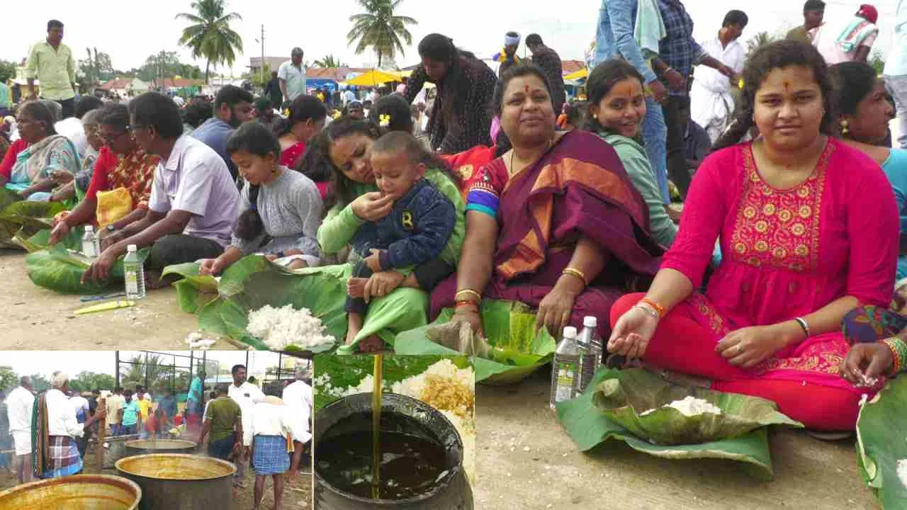 గ్రామస్థులంతా డబ్బులు పోగుచేసి హరిసేవ ను చేస్తారు. ఈ హరిసేవలో తామర ఆకుల భోజనం ప్రత్యేక ఆకర్షణ. అలా ప్రతి సంవత్సరం ఈ హరిసేవని జరుపుతారు. చుట్టుపక్కల గ్రామాల నుంచి భక్తులు వేల సంఖ్యలో వస్తుంటారు. సామూహికంగా ప్రసాదాల రూపంలో అన్నదానం చేస్తారు.