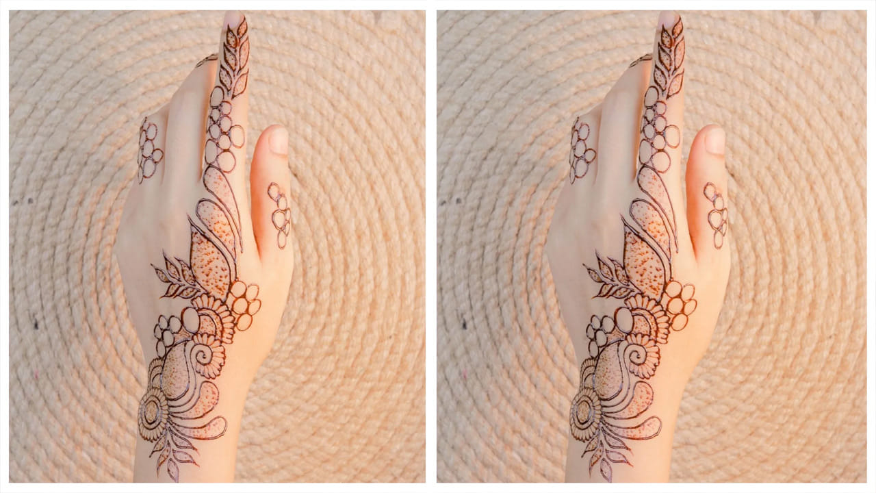 చేయి వెనుక డిజైన్ - మీరు మీ చేతులకు పూర్తి హెన్నా డిజైన్ తో నింపడం ఇష్టం లేకపోతె, అప్పుడు చేతి వెనుక డిజైన్ వేసుకోవచ్చు. చేతి వెనుక భాగంలో రౌండ్ మెహందీ డిజైన్ లేదా అరబిక్ డిజైన్ బెస్ట్ లుక్ ఇస్తుంది. 