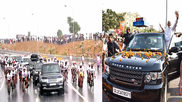 Rajasthan: భారీ వర్షం మధ్య సైక్లిస్టులతో ప్రధాని మోడీ గ్రాండ్ రోడ్ షో.. బారులు తీరిన ప్రజలు