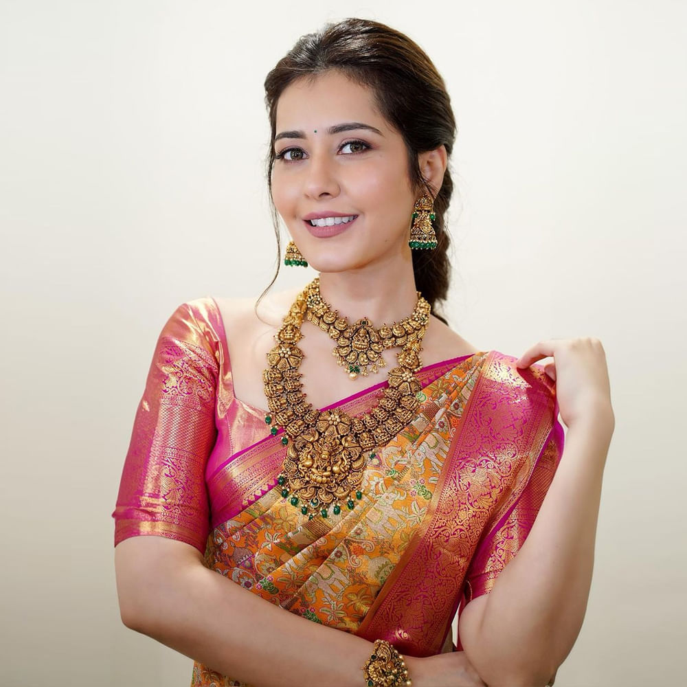 Rashi Khanna in Raw Mango Saree – Boutiquesarees.com