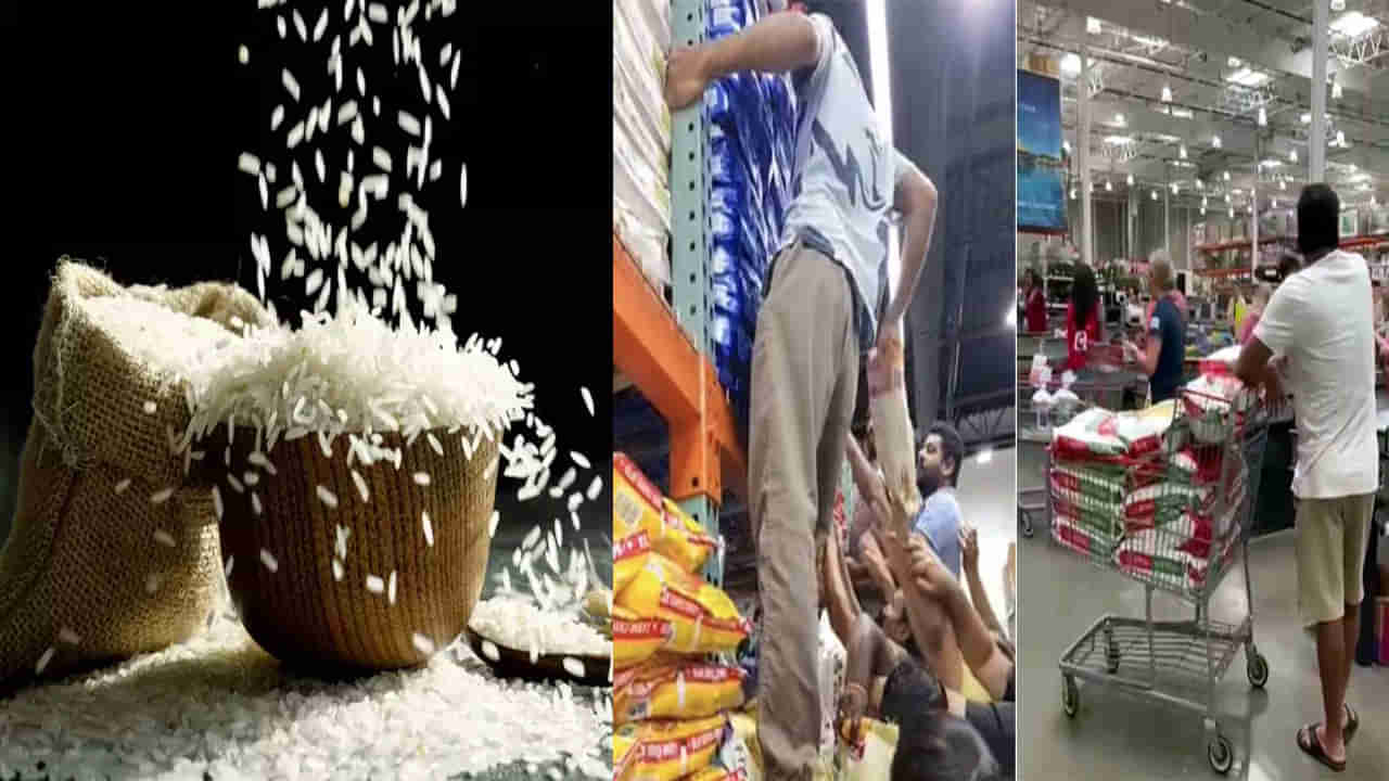 Rice Shortage: బియ్యం ఎగుమతులపై కేంద్రం నిషేధం.. షాపుల వద్ద బారులు తీరిన ఎన్నారైస్