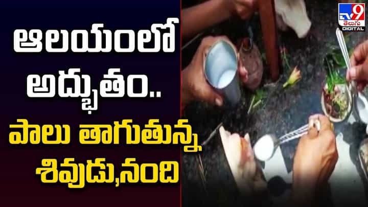 శివాలయంలో అద్భుతం.. పాలు తాగుతున్న శివుడు,నంది.. శివాలయంలో అద్భుతం.. పాలు తాగుతున్న శివుడు,నంది..