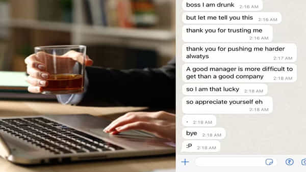 Employee Chat Viral: పీకల్దాకా తాగి అర్ధరాత్రి బాస్కి మెసేజ్ పంపిన ఉద్యోగి.. ఆ తర్వాత ఏం జరిగిందంటే..?