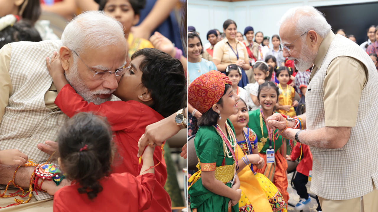 Modir Raksha PM Modi Raksha Bandhan: చిన్నారులతో కలిసి రక్షాబంధన్ పండుగను జరుపుకున్న ...