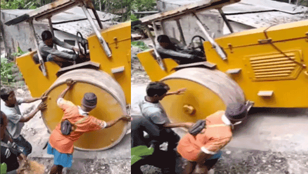 Viral Video: దేశీ జుగాడ్ అంటే మజాక్ కాదు భయ్యా..! రోడ్డు రోలర్ని కూడా ఎత్తేస్తారు.. వీడియో చూస్తే అవాక్కే...!
