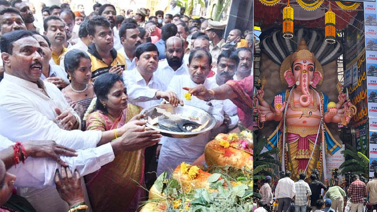Khairatabad Ganesh: వైభవంగా ఖైరతాబాద్ మహా గణేశుడికి ప్రాణ ప్రతిష్ఠాపనోత్సవం.. బారులు తీరిన భక్తులు