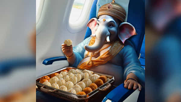 Ganesh Chaturthi 2023: ఇండిగో విమానంలో దిగొచ్చిన వినాయకుడు.. చేతిలో ఇష్టమైన ప్రసాదంతో భక్తులకు..