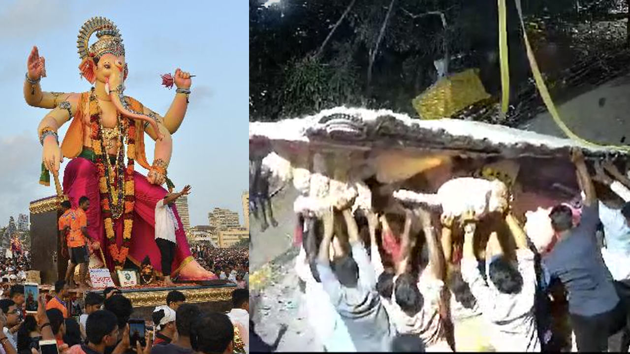 Hyderabad: వినాయక నిమజ్జనంలో అపశ్రుతి.. భక్తుల మీద పడిపోయిన గణనాధుని విగ్రహం..