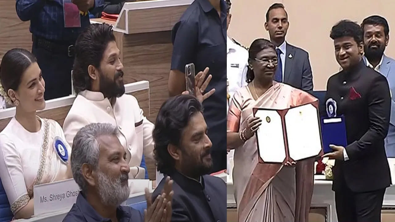 ఇదే పుష్ప సినిమాకు గానూ జాతీయ ఉత్తమ సంగీత దర్శకుడిగా జాతీయ పురస్కారం అందుకున్నాడు దేవిశ్రీ ప్రసాద్. అలాగే మిమీ సినిమాకు గానూ కృతి సనన్, గంగూబాయి కతియావాడి సినిమాకు గానూ జాతీయ ఉత్తమ నటీమణులుగా ముర్ము చేతుల మీదుగా పురస్కారం అందుకున్నారు. (Photo Courtesy: DD National)