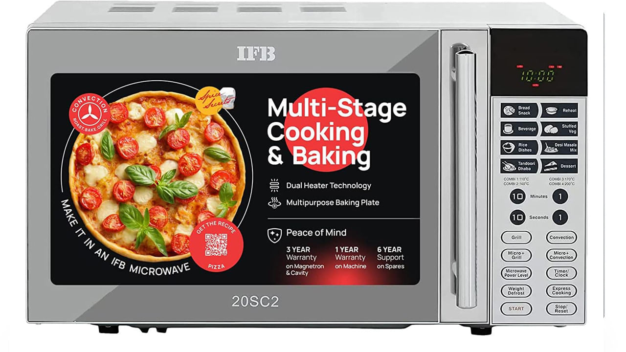 IFB 20 L Convection Microwave Oven: ఐఎఫ్‌బీ కంపెనీకి చెందిన ఈ మైక్రోవేవ్‌ ఓవెన్‌ అసలు ధర రూ. 14,490కాగా 26 శాతం డిస్కౌంట్‌లో భాగంగా రూ. 10,690కి సొంతం చేసుకోవచ్చు. 20 లీటర్స్‌ కెసాసిటీగల ఈ మైక్రోవేవ్ ఓవెన్‌లో గ్రిల్లింగ్, రీహీటింగ్‌, డీఫారెస్టింగ్‌ వంటి ఫీచర్స్‌ను అందించారు. చైల్డ్ సేఫ్టీ లాక్‌ వంటి ప్రత్యేక ఫీచర్‌ ఈ మైక్రోవేవ్ సొంతం. 