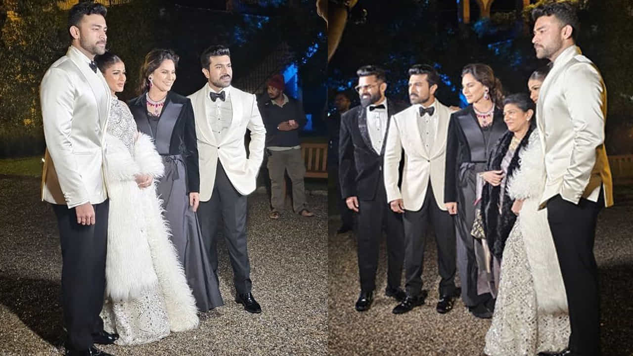 టాలీవుడ్ ప్రేమ పక్షులు వరుణ్ తేజ్, లావణ్య త్రిపాఠీల పెళ్లి వేడుకలు గ్రాండ్గా ప్రారంభమయ్యాయి. ప్రీ వెడ్డింగ్ సెలబ్రేషన్స్ లో భాగంగా సోమవారం (అక్టోబర్ 30) రాత్రి కాక్ టైల్ పార్టీ ఘనంగా జరిగింది. వరుణ్, లావణ్యలతో పాటు రామ్ చరణ్- ఉపాసన దంపతులు, అల్లు అర్జున్, సాయి ధరమ్ తేజ్, చిరంజీవి సతీమణి సురేఖ, లావణ్య కుటుంబ సభ్యులు ఈ పార్టీలో సందడి చేశారు.