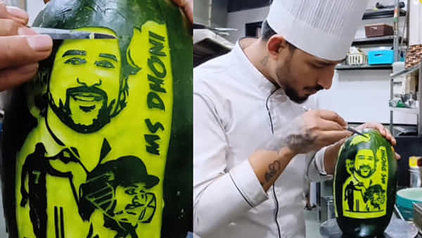 Dhoni On Watermelon: పుచ్చకాయపై మహేంద్రసింగ్ ధోని.. అదిరిపోయిన చెఫ్ ఆర్ట్ వర్క్..జీవం ఉట్టిపడేలా..