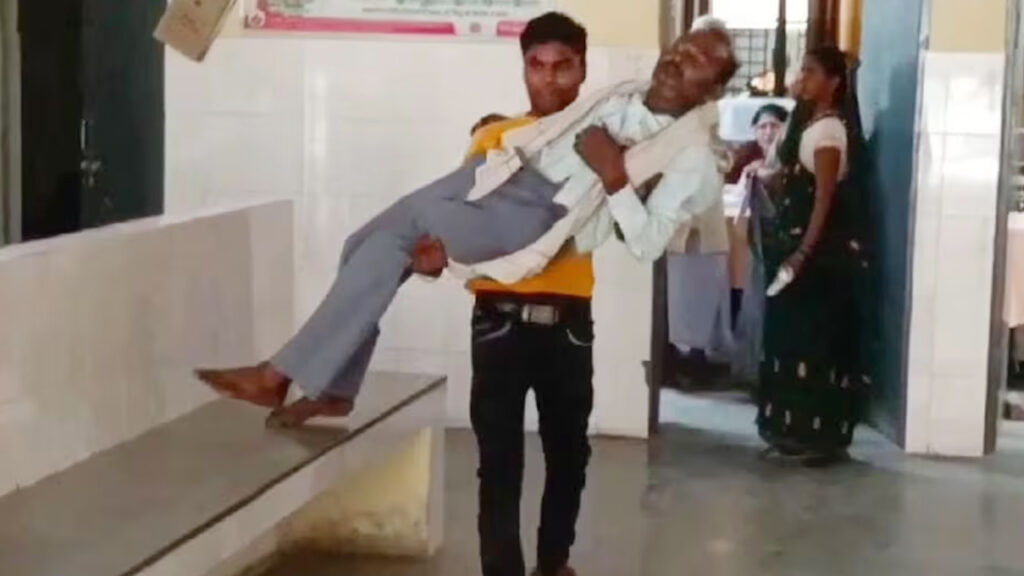 Man Carrying His Father With His Hands