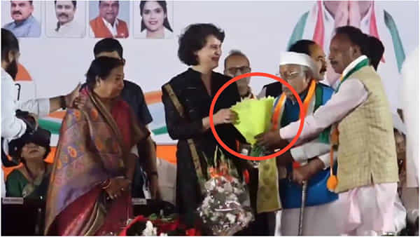MP Election: ఎన్నిక ప్రచార ర్యాలీలో ప్రియాంక గాంధీకి పూలు లేని ఖాళీ పుష్పగుచ్ఛం.. అంతా షాక్..!