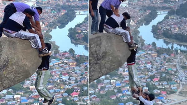 Viral Video: స్నేహం అంటే ఇదేరా.. బండరాయికి వేలాడుతున్న ఫ్రెండ్.. చివరకు ఏమైదంటే