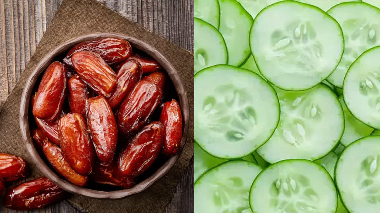 Cucumber ,diabetes:
ప్రతిరోజూ ఉదయం ఖాళీ కడుపుతో మూడు నుంచి నాలుగు ఖర్జూరాలను తీసుకోవడం వల్ల మెరిసే చర్మాన్ని పొందవచ్చు. అలాగే, కీరా దోసకాయ తీసుకోవడం వల్ల కూడా చర్మ ఆరోగ్యానికి మేలు చేస్తుంది. ముఖం మెరుస్తుంది.